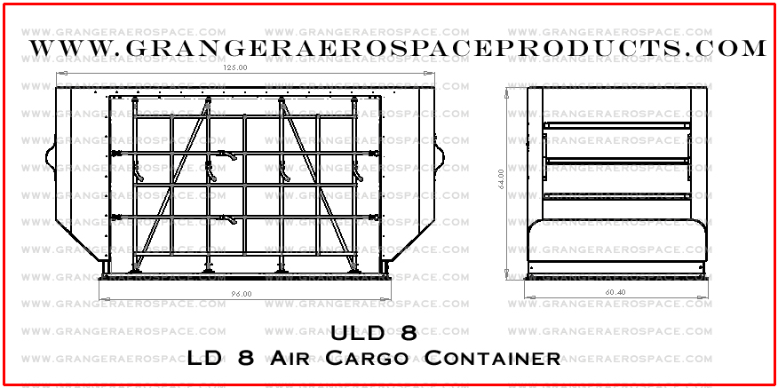 Granger Aerospace LD8, LD8 Dimensions, Granger Aerospace Products LD 8, LD 8 Container, Air Cargo Container